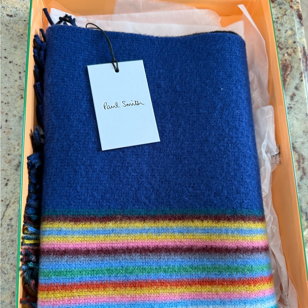 Paul Smith Navy Wool Scarf